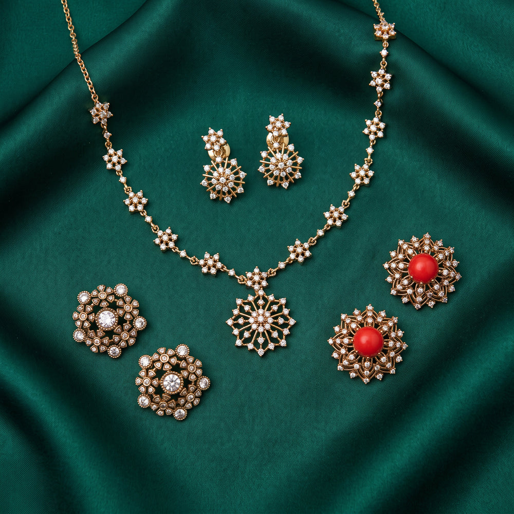 Eternal Sparkle – Short Necklace & Two Pairs of Studs