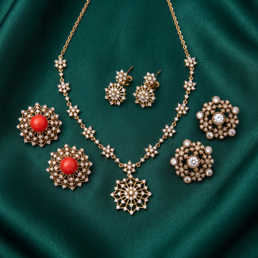 Eternal Sparkle – Short Necklace & Two Pairs of Studs