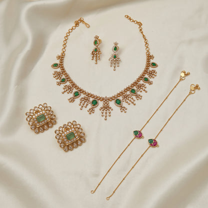 Timeless Elegance – Necklace, Studs & Anklets