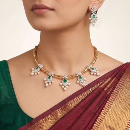 Emerald Pearl drop Necklace
