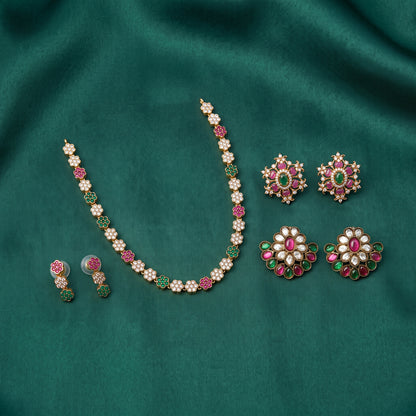 Eternal Sparkle – Short Necklace & Two Pairs of Studs