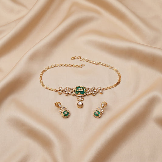Green and White Designer Choker