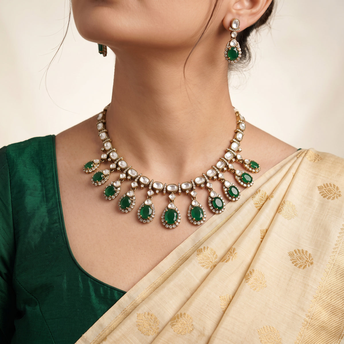 Emerald Moissanite Glam Necklace