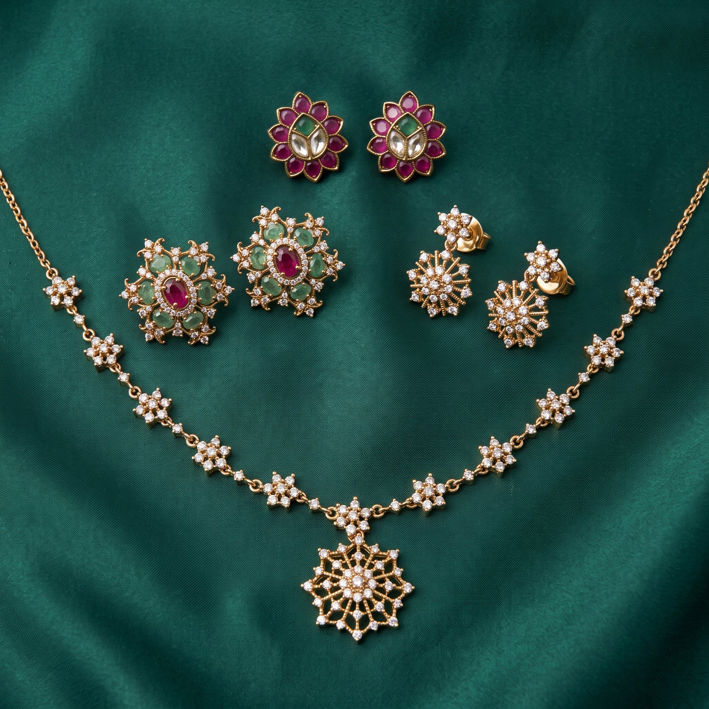 Eternal Sparkle – Short Necklace & Two Pairs of Studs