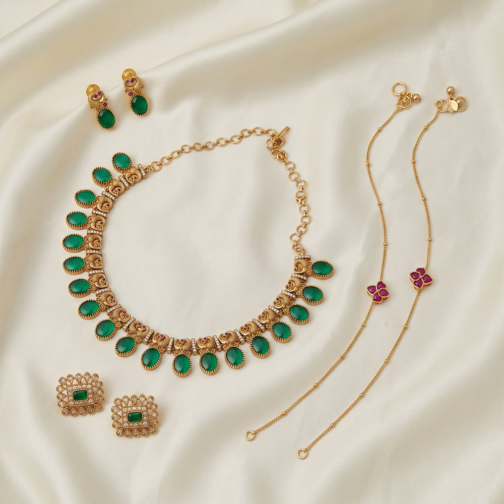 Timeless Elegance – Necklace, Studs & Anklets