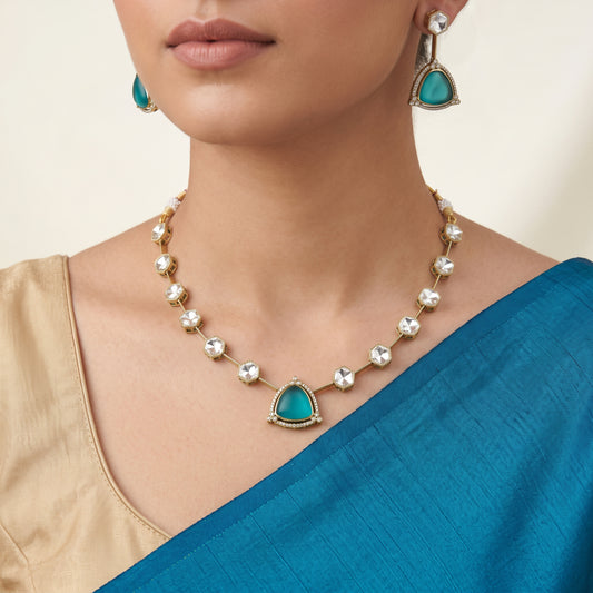 Aqua blue Moissanite Necklace