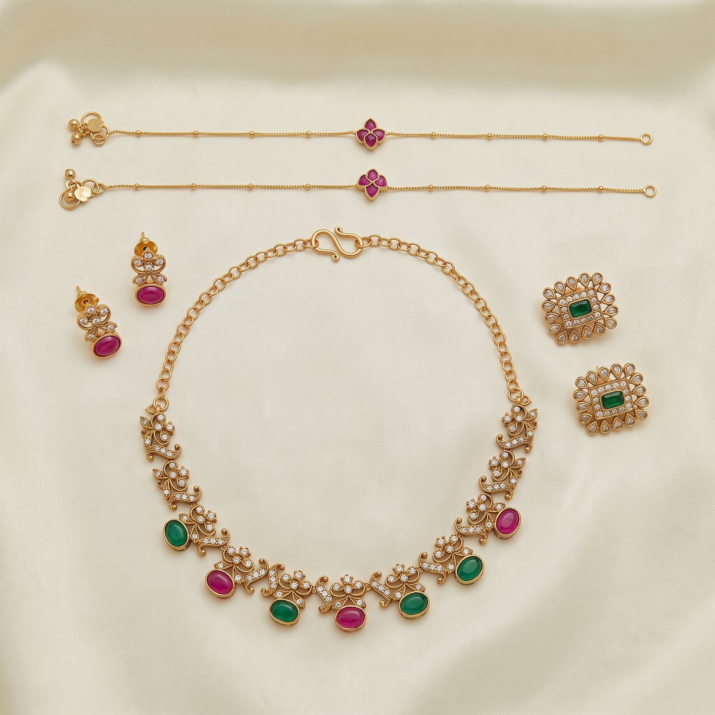 Timeless Elegance – Necklace, Studs & Anklets