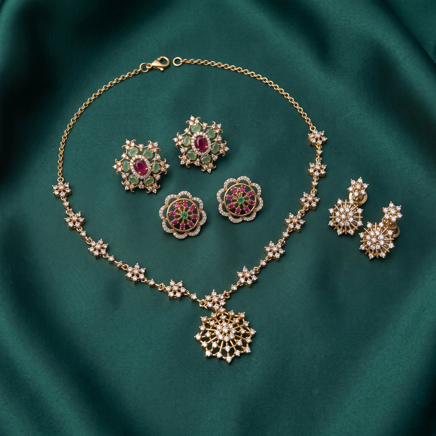 Eternal Sparkle – Short Necklace & Two Pairs of Studs