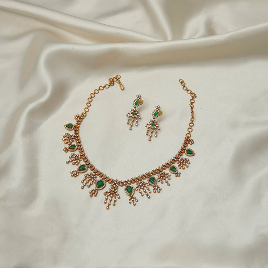 Emerald and Zircon Necklace SM77115
