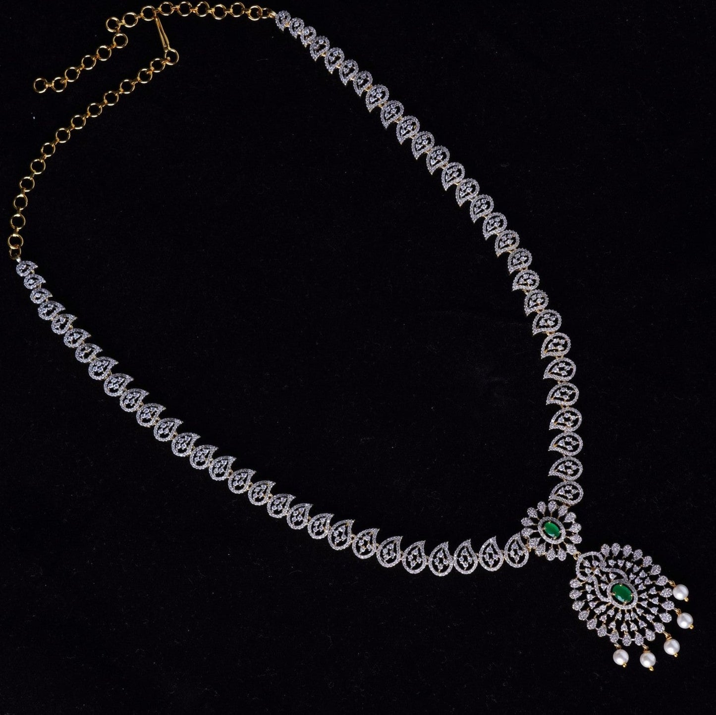 Emerald Mango Leaf Zircon Haaram